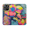 Neon Coconuts Flip Phone Case – Wallet Cover with Card Slots