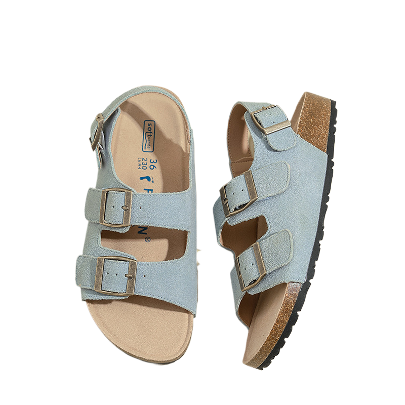 Leather Velcro Closure Sandals