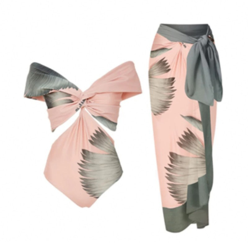 Palm Print Vintage Holiday Bikini Suit