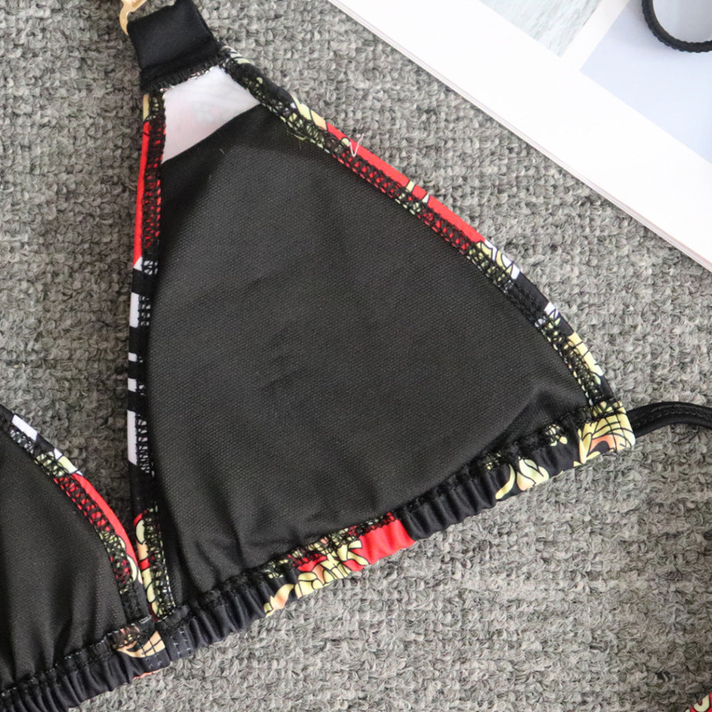 Abstract Print Three Piece Swimwear