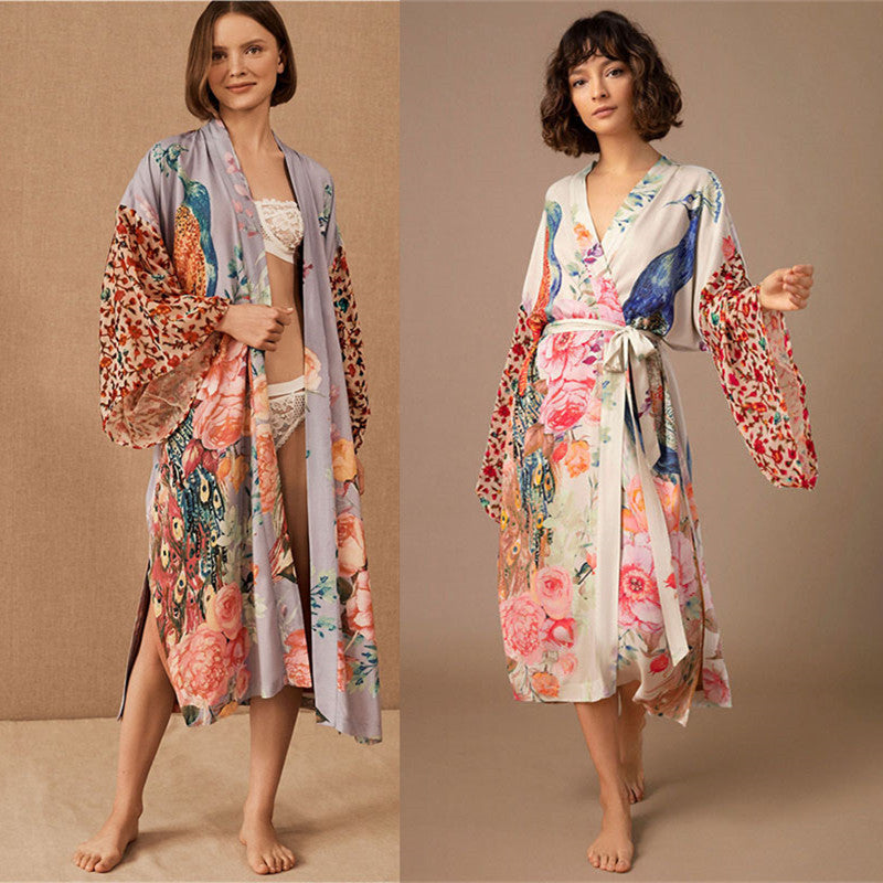 Peacock Print Bikini Cover-up