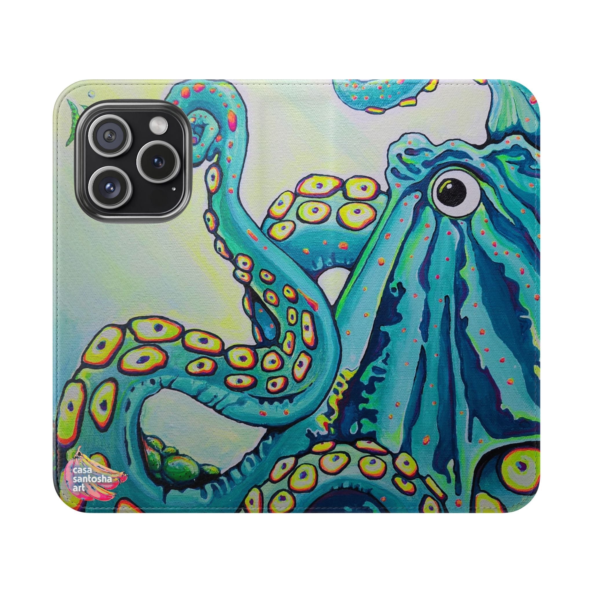 Cyclops Octopus Flip Phone Case – Wallet Cover with Card Slots