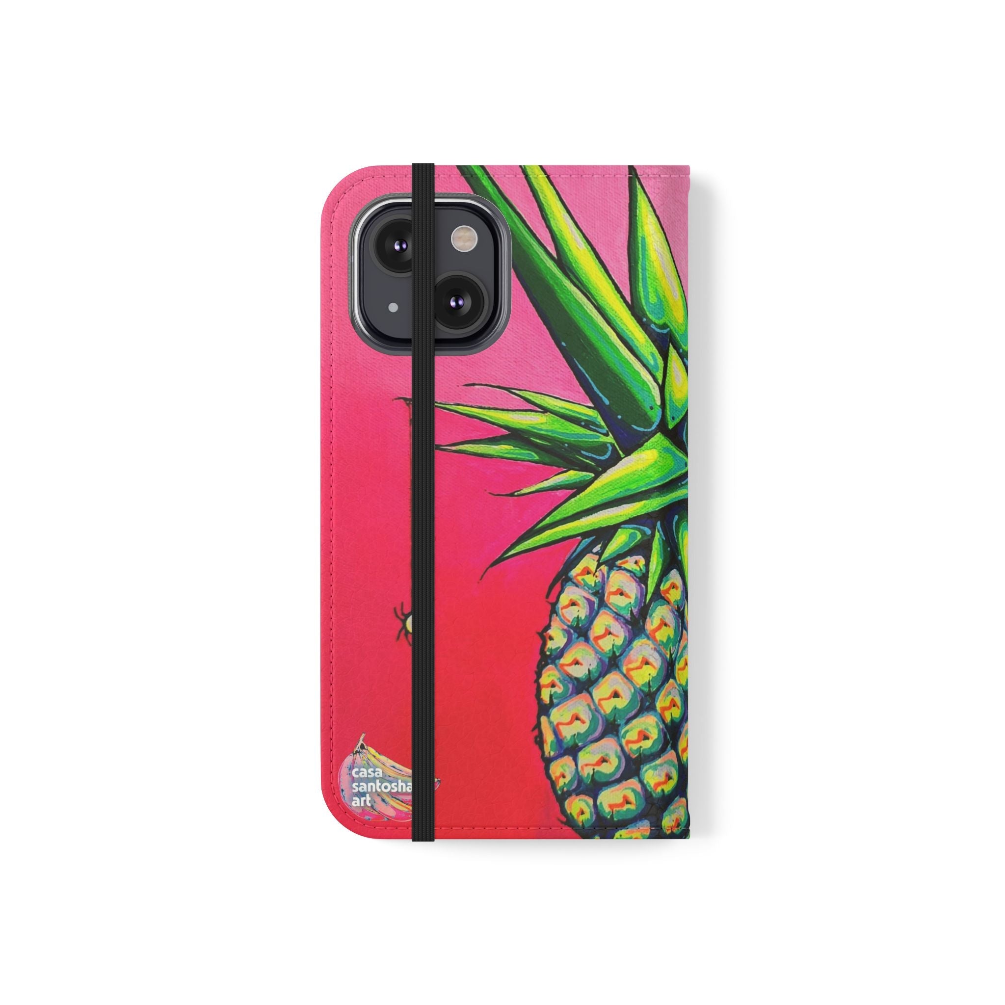Neon Pineapple Flip Phone Case – Wallet Cover with Card Slots