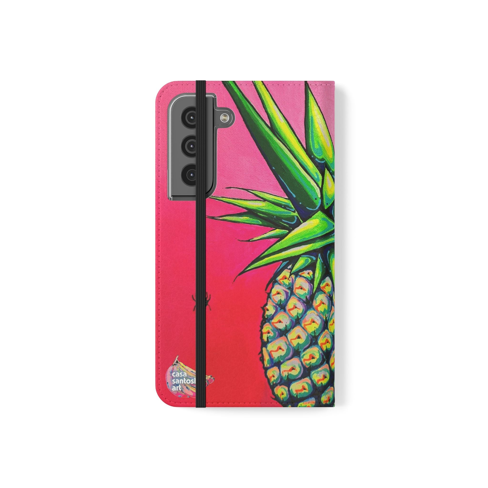 Neon Pineapple Flip Phone Case – Wallet Cover with Card Slots