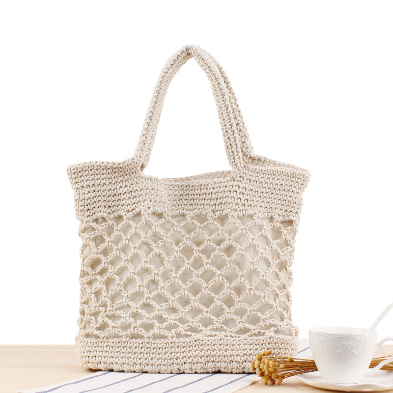 Mori Crochet Woven Straw Beach Bag