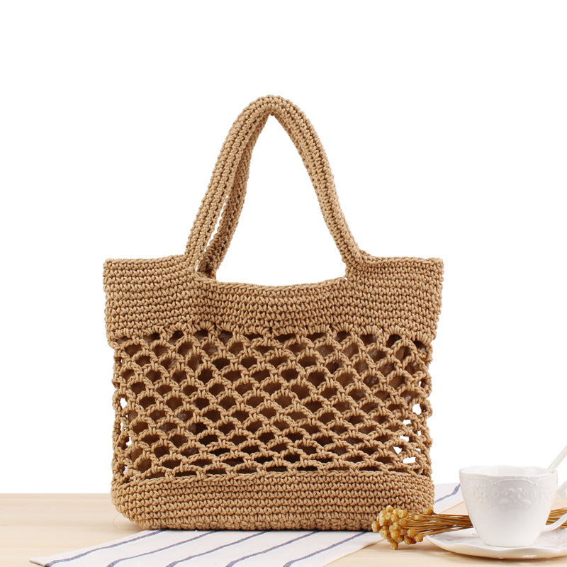 Mori Crochet Woven Straw Beach Bag