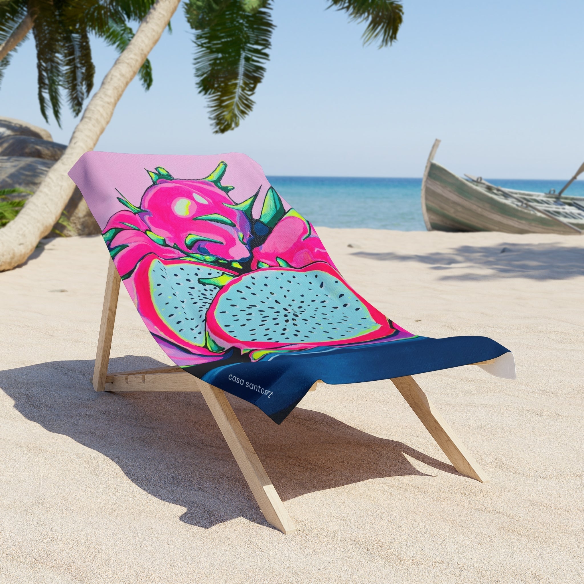 Neon Pink Dragon Fruit Beach Towel for Summer Fun and Vacation Essentials