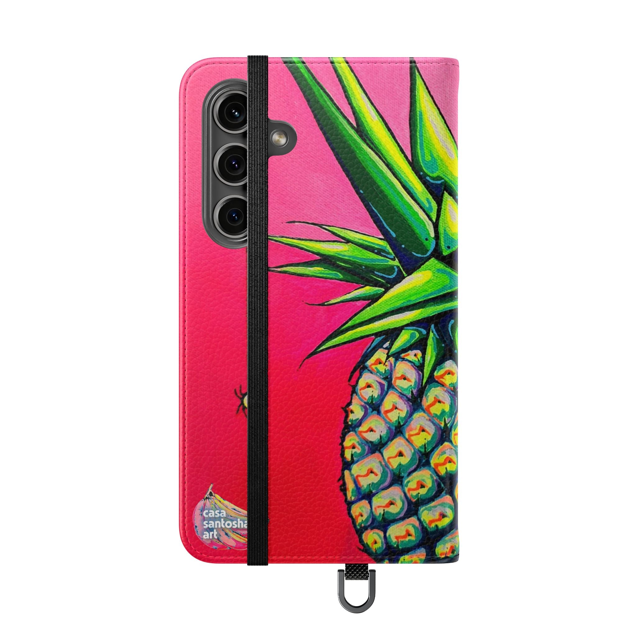 Neon Pineapple Flip Phone Case – Wallet Cover with Card Slots