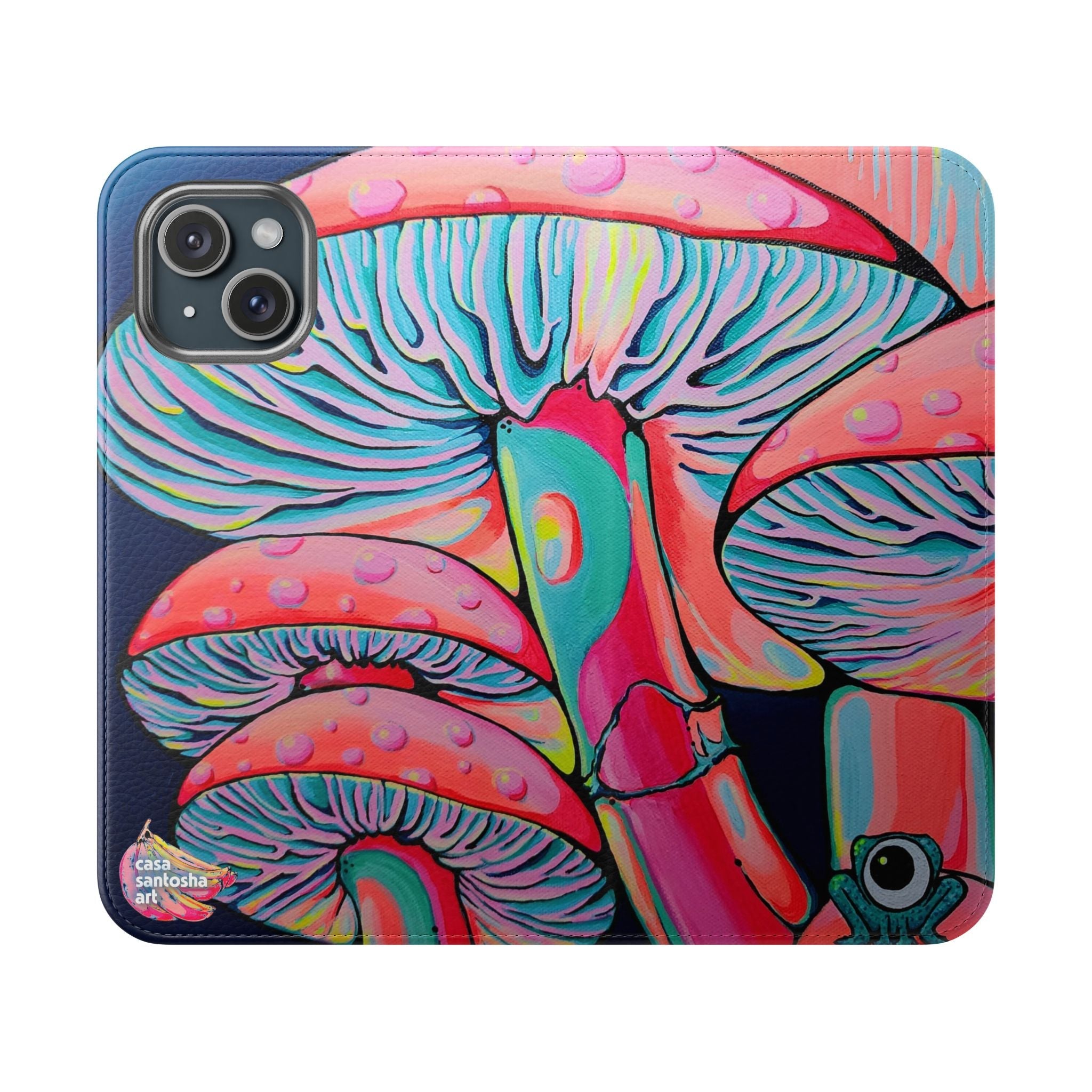 Trippy Mushrooms Flip Phone Case – Wallet Cover with Card Slots