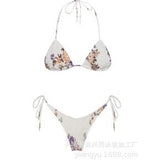 Print Pleated Bikini Swimsuit
