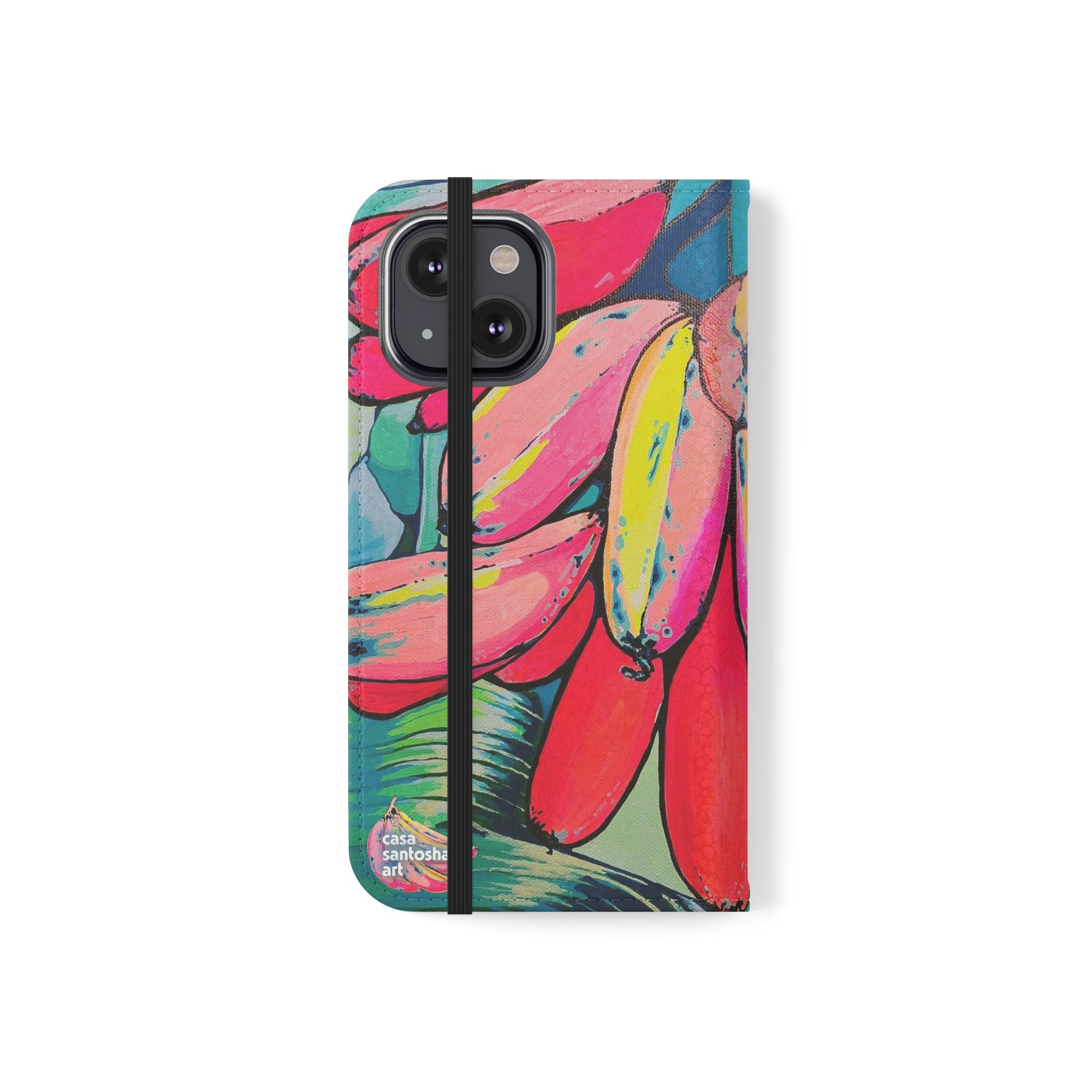 Neon Primitivo Bananas Flip Phone Case – Wallet Cover with Card Slots