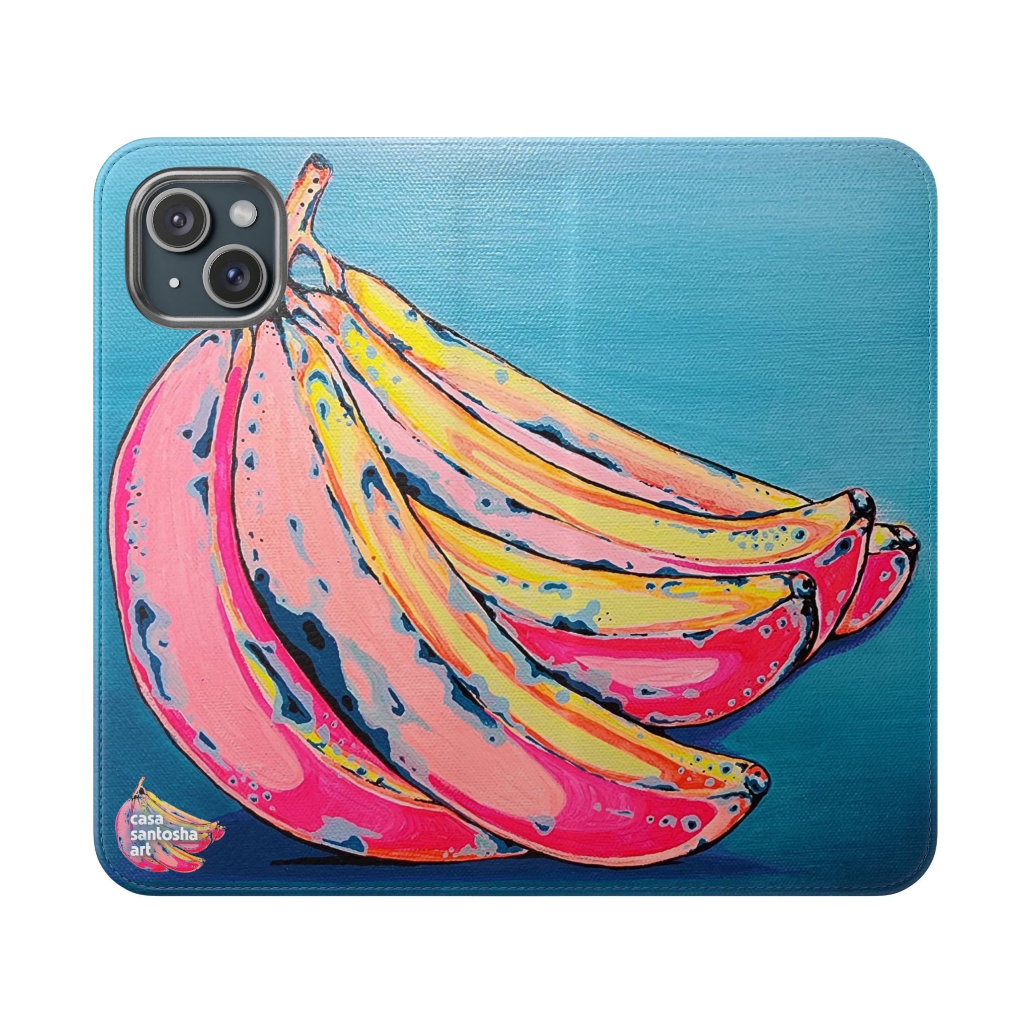 Neon Bananas Flip Phone Case – Wallet Cover with Card Slots