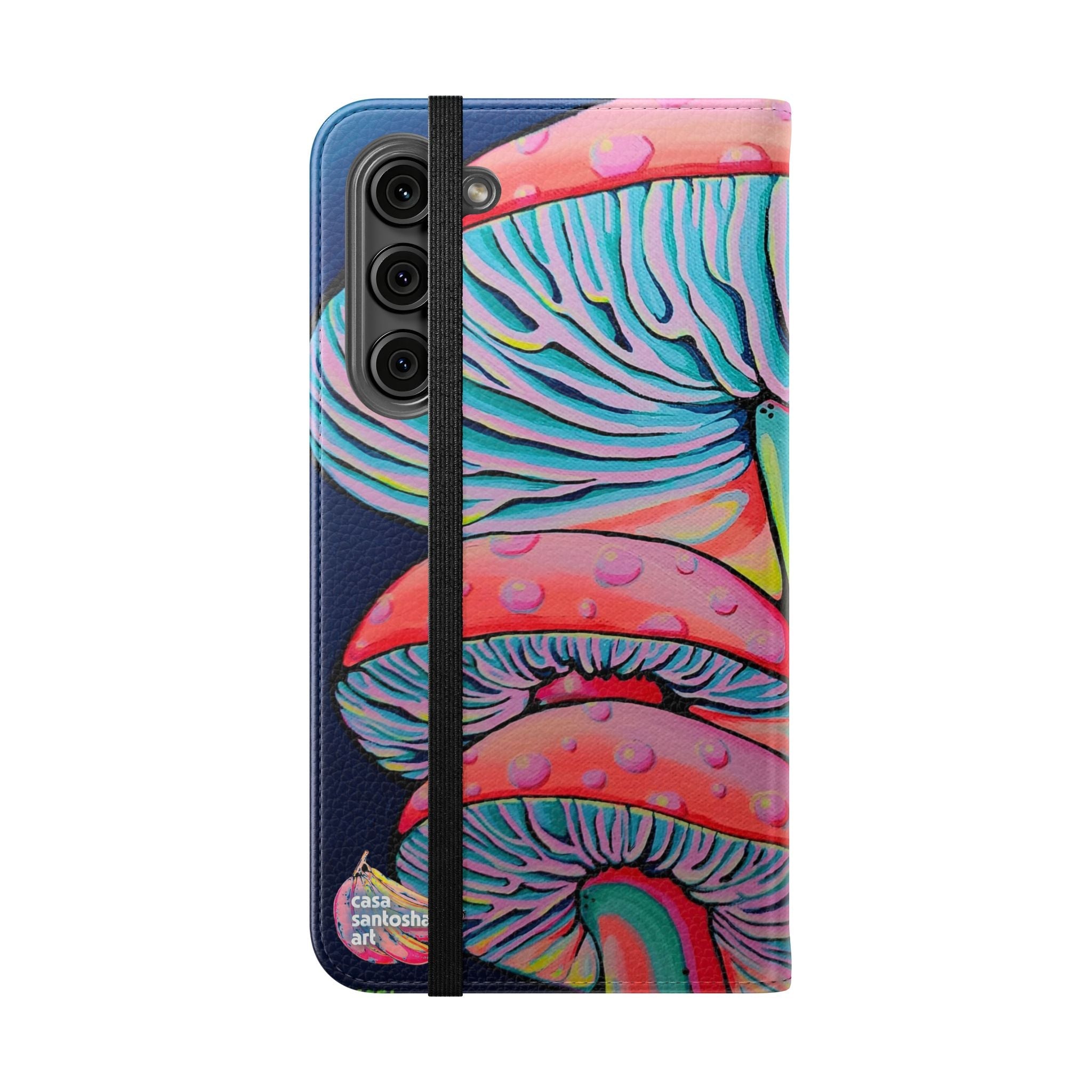 Trippy Mushrooms Flip Phone Case – Wallet Cover with Card Slots