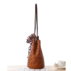 Beaded Shoulder Strap Seaside Straw Bag