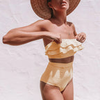 Vintage Striped Ruffled Two piece Swimsuit