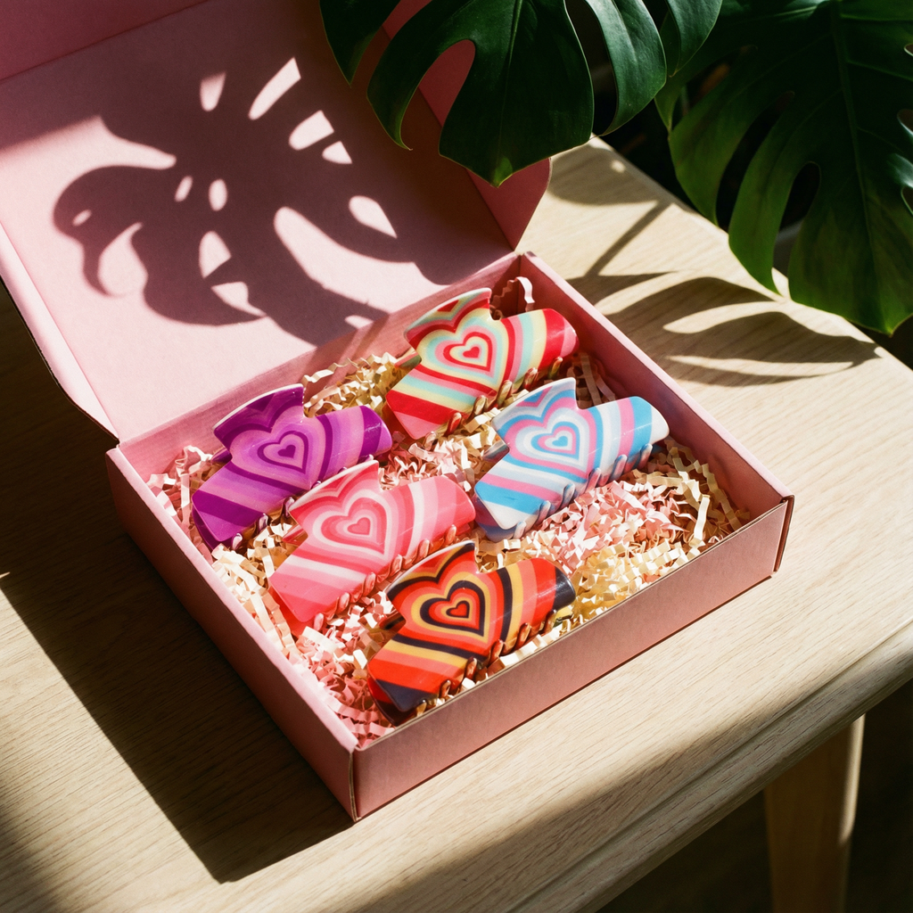 Gift Box with 70s Hair Claws Set of 5