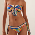 Abstract Print Tube Top Bikini Swimsuit