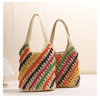 Colorful Striped Straw Shoulder Bag