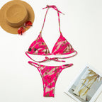 Abstract Print Chiffon Bikini Set