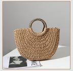 Retro Semicircle Straw Bag