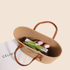Cotton Woven Straw Vacation Tote Bag