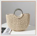 Retro Semicircle Straw Bag