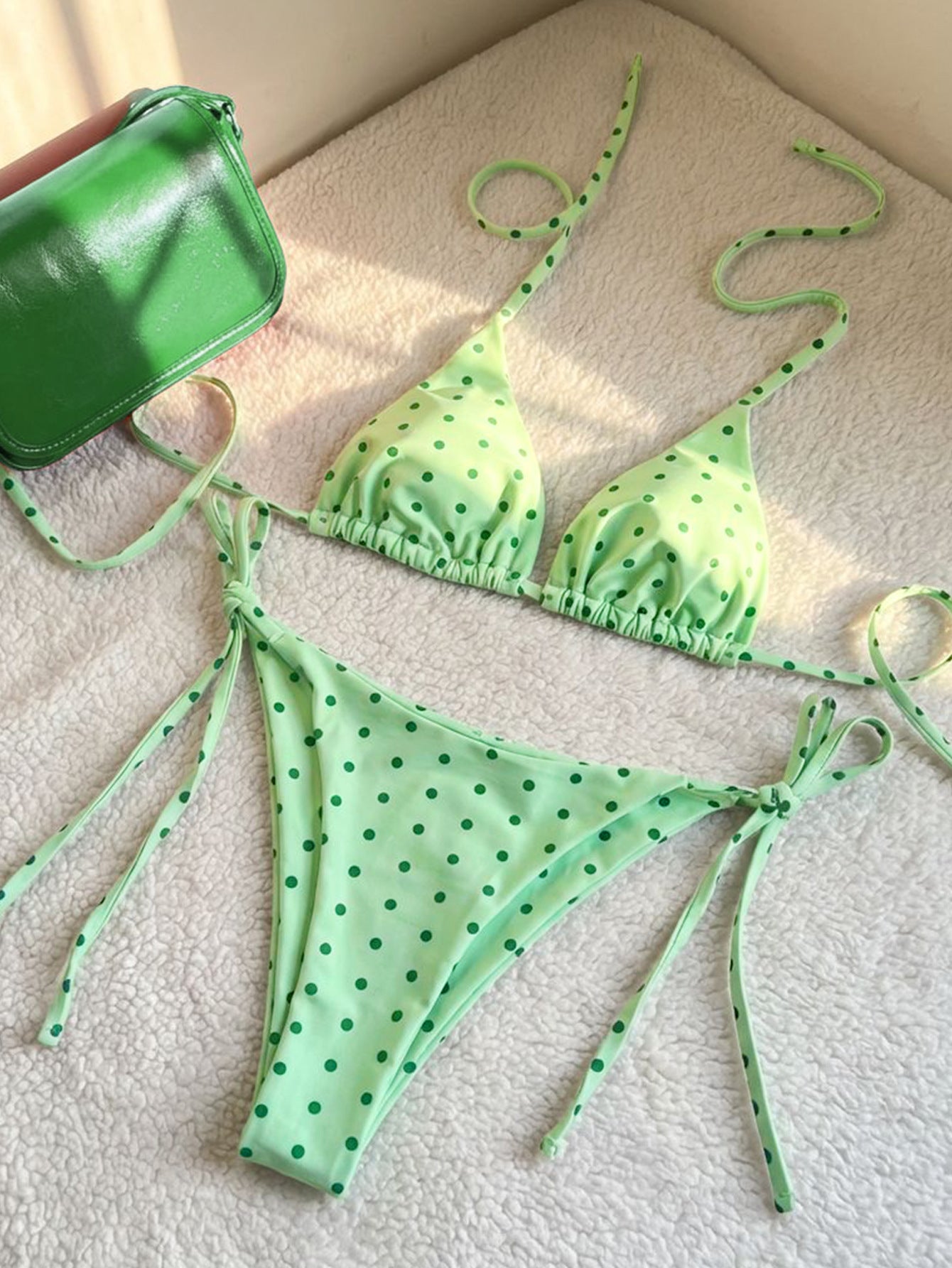 Triangle Strap Vacation Bikini Swimsuit