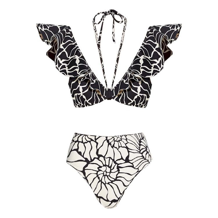 Flounce Sleeve Bikini Swimsuit