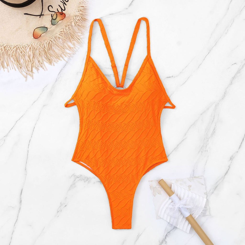 Criss-Cross Strap One Piece Swimsuit