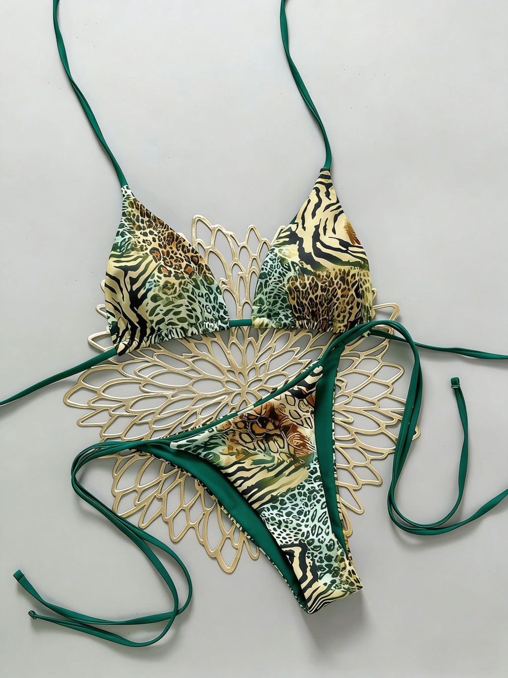 Triangle Strap Vacation Bikini Swimsuit