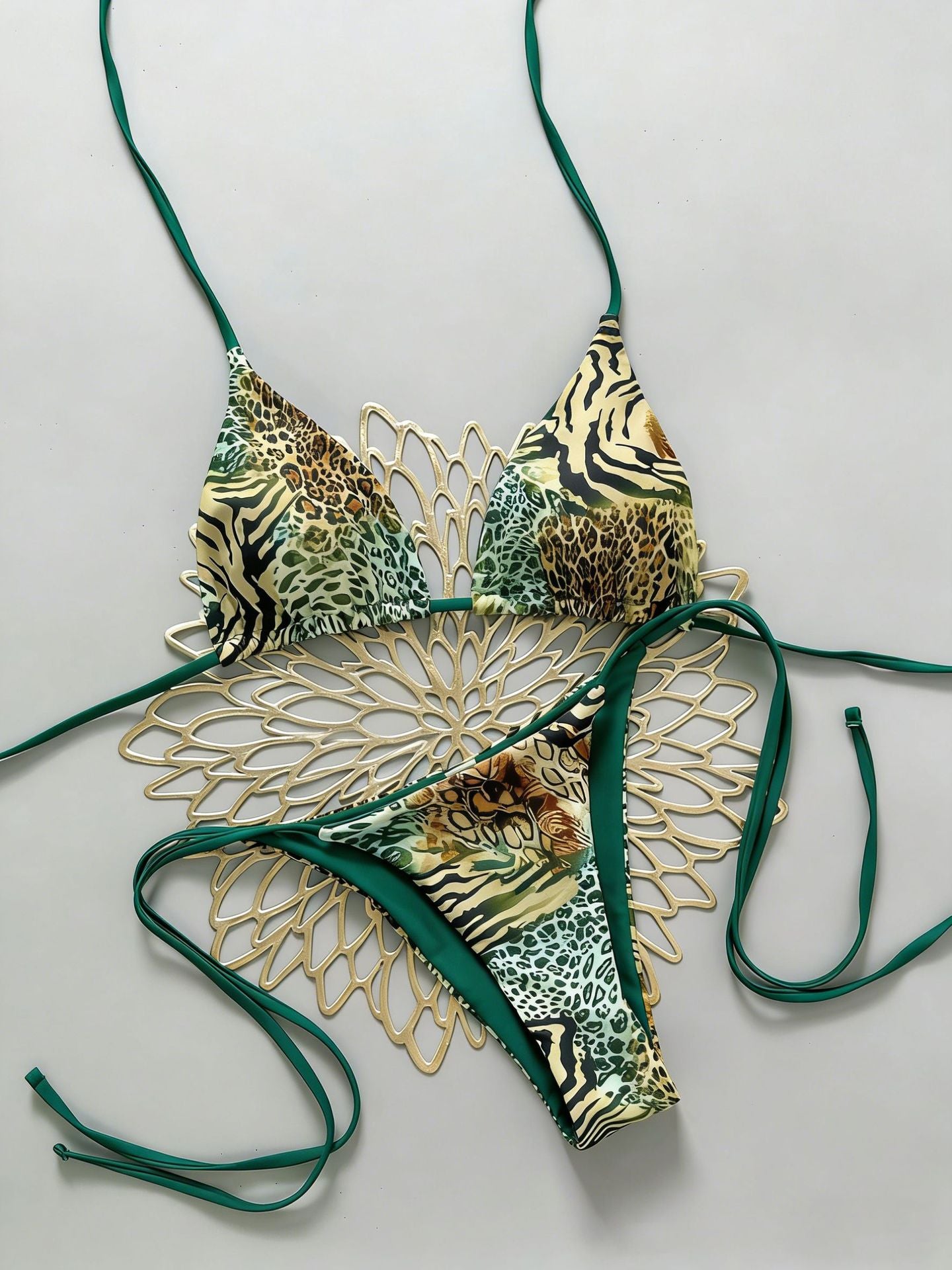 Triangle Strap Vacation Bikini Swimsuit