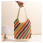 Colorful Striped Straw Shoulder Bag