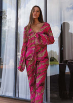 Abstract Print Chiffon Bikini Set