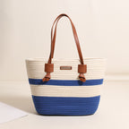 Cotton Woven Straw Vacation Tote Bag