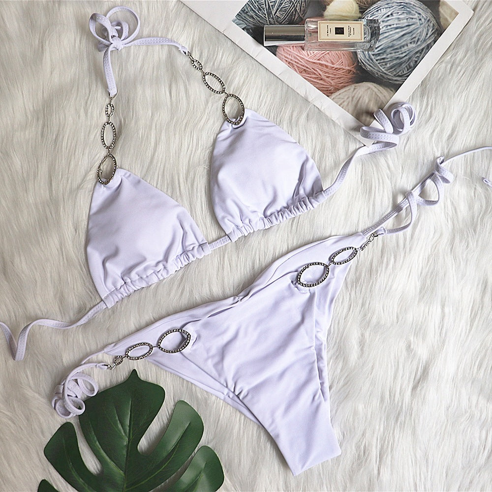 Metal Accessories Sparkle Links Bikini Swimsuit