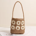 Fresh Daisy Floral Shoulder Straw Bag Hand Woven Bag Vacation Beach Bag Women Bag
