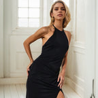 Halter Top Backless Midi Dress
