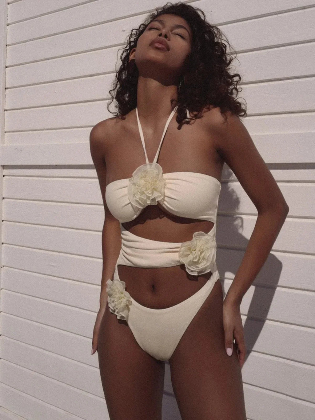 Floral Cut-out One Piece Swimwear