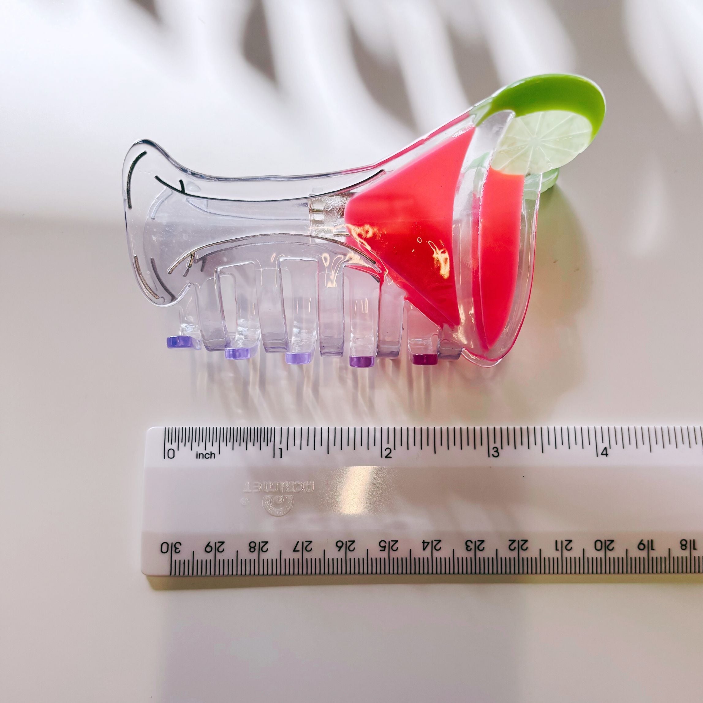 Stemmed Shaped Glass Pink Cocktail Hair Claw