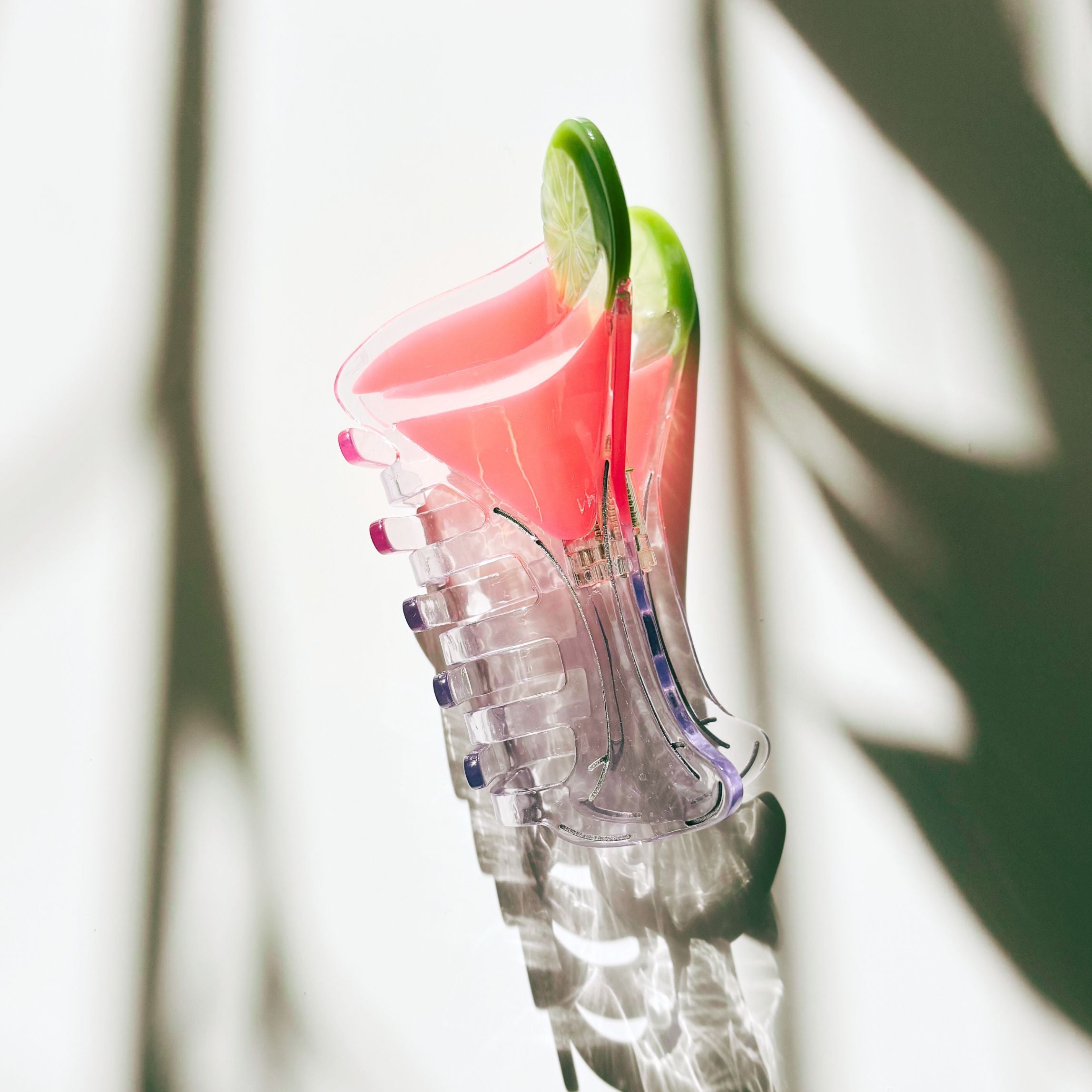 Stemmed Shaped Glass Pink Cocktail Hair Claw