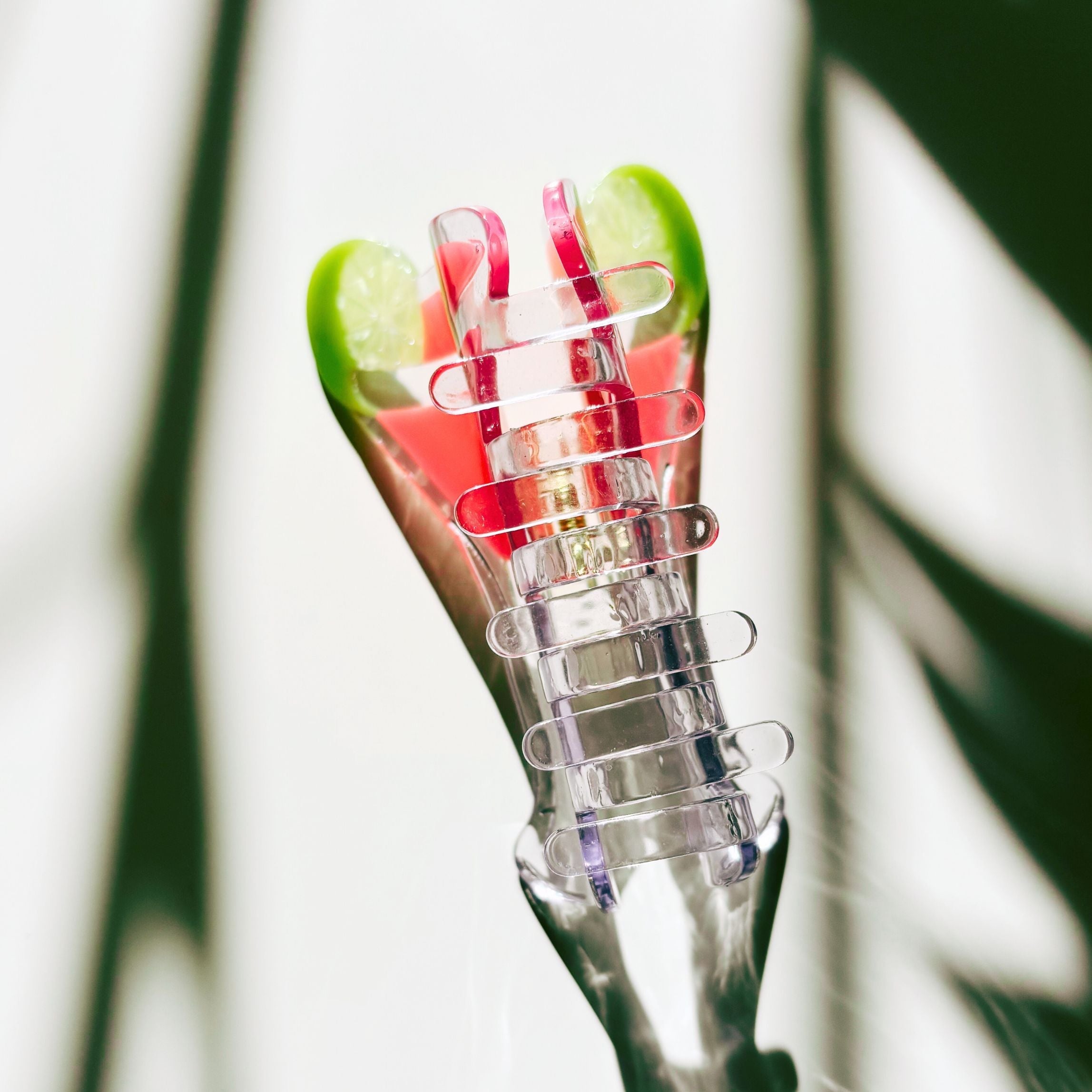 Stemmed Shaped Glass Pink Cocktail Hair Claw