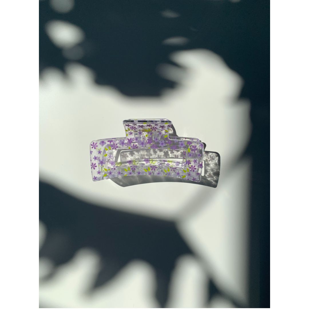 Velvet Claws Hair Clip | The Crystal in Purple Blossoms Hair Claw