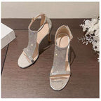 T-Strap Rhinestone Stiletto Sandals