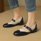 Square Toe Mary Jane Leather Shoes