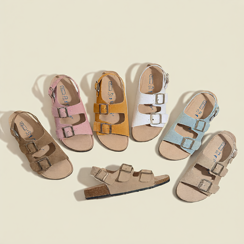 Leather Velcro Closure Sandals