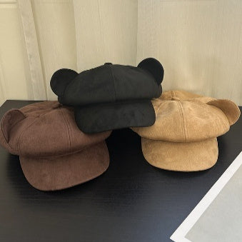 Bear Ears Suede Fleece Hat