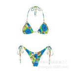 Print Pleated Bikini Swimsuit