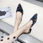 Sequined Half Slippers Pointed Toe Flats