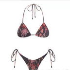 Print Pleated Bikini Swimsuit