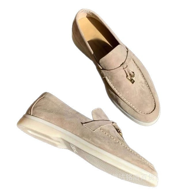 Tassel Buckle Leather Loafers